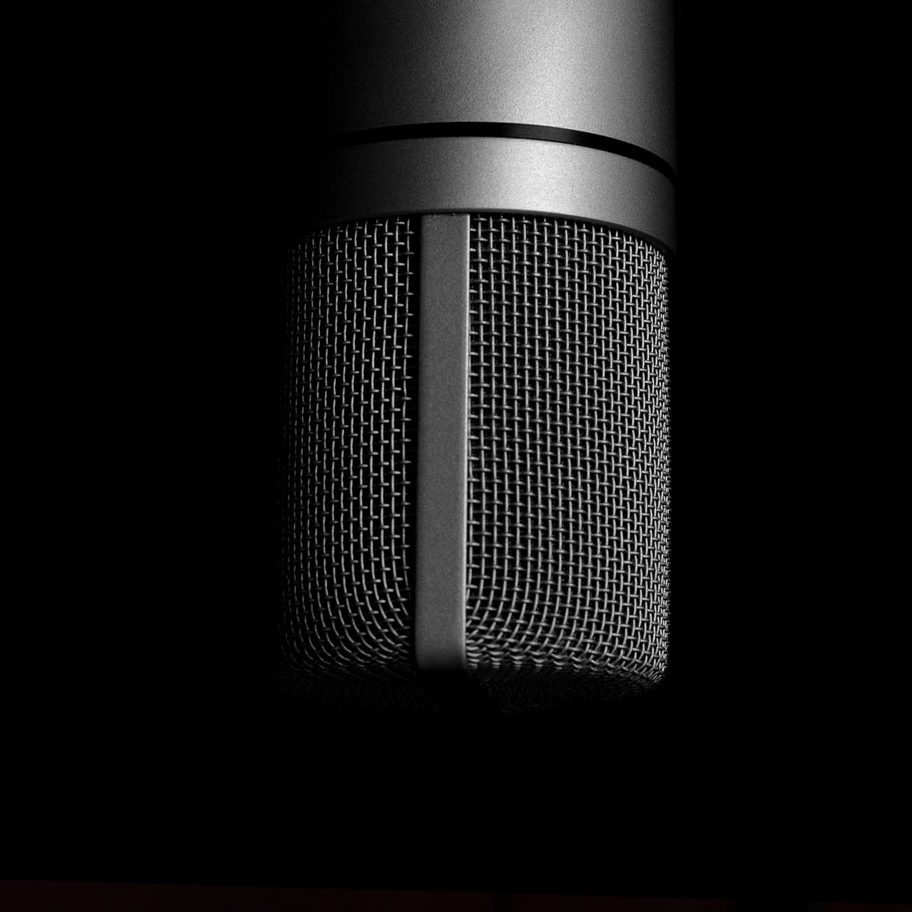 grey condenser microphone close up photography