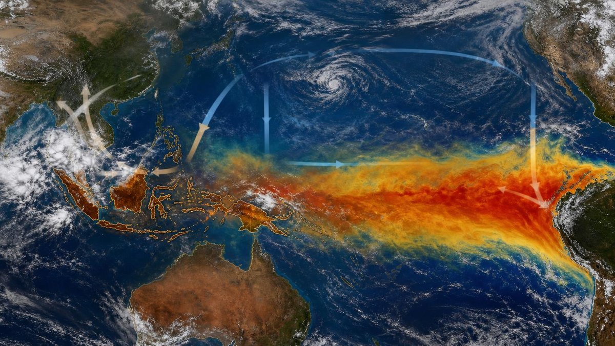 Pacific Ocean El Niño temperature anomaly affecting Indonesian rainfall patterns