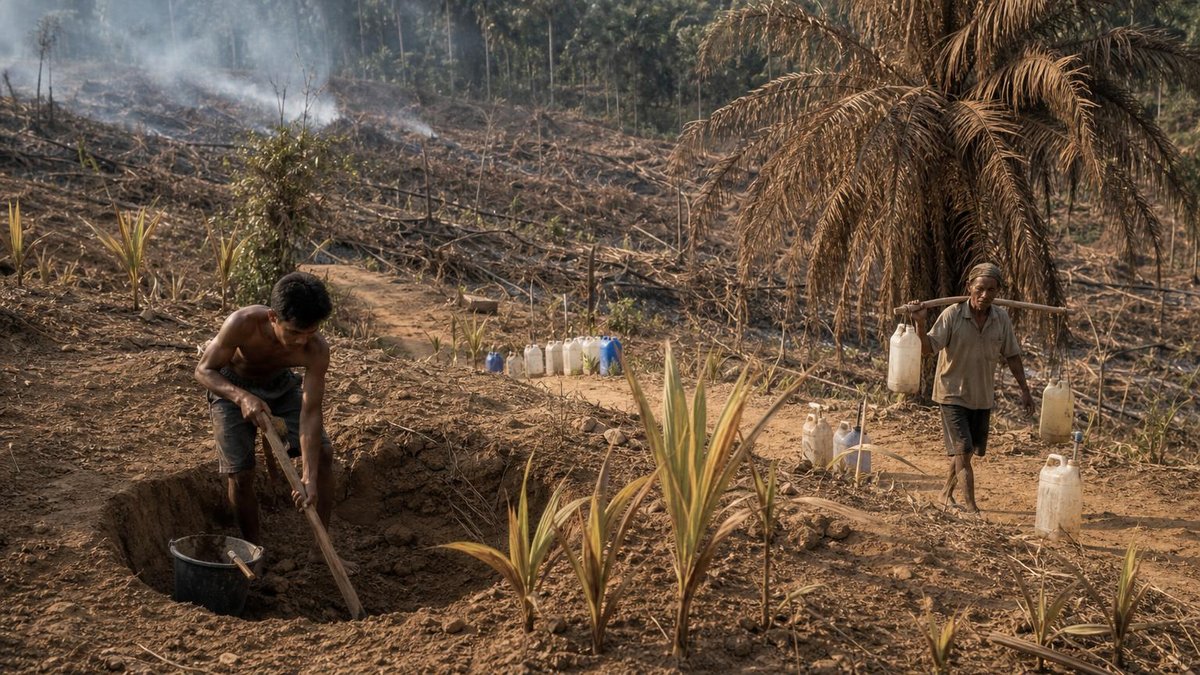 Indonesian farmers digging wells and clearing new land to adapt to drought