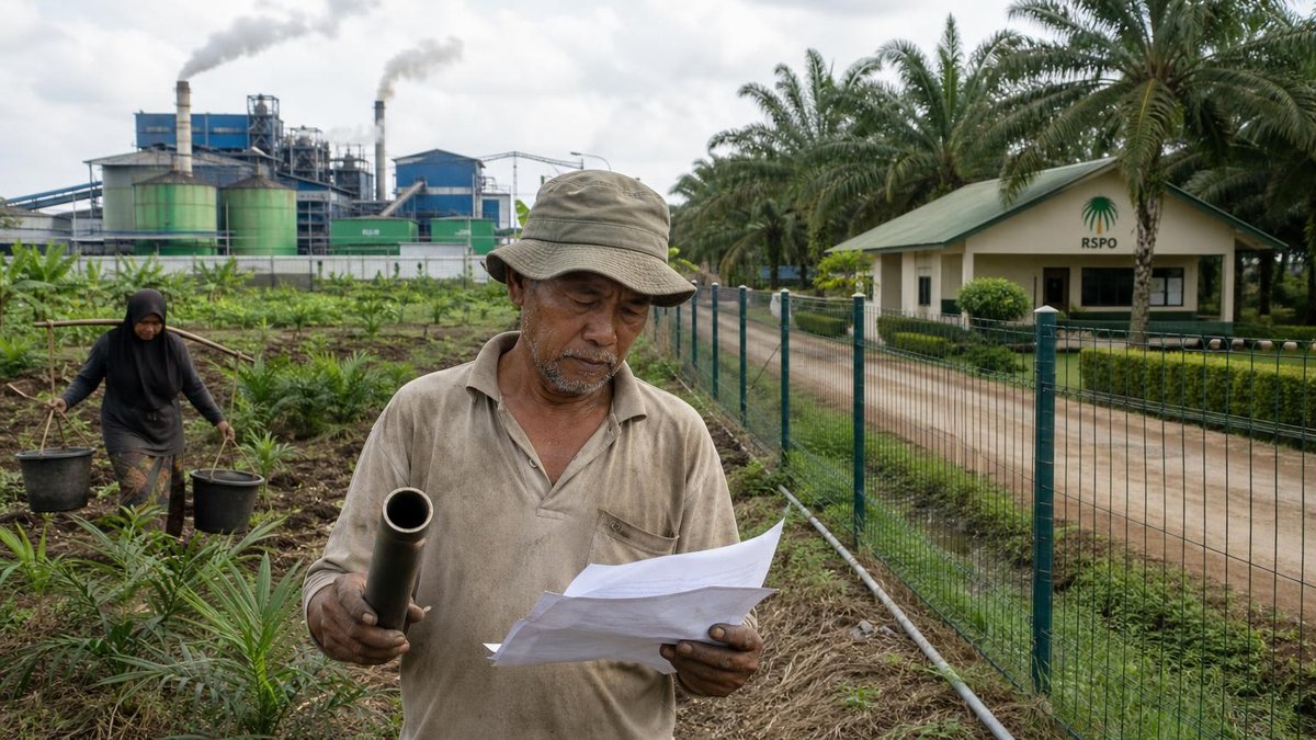 Smallholder farmer facing sustainable palm oil certification barriers during drought